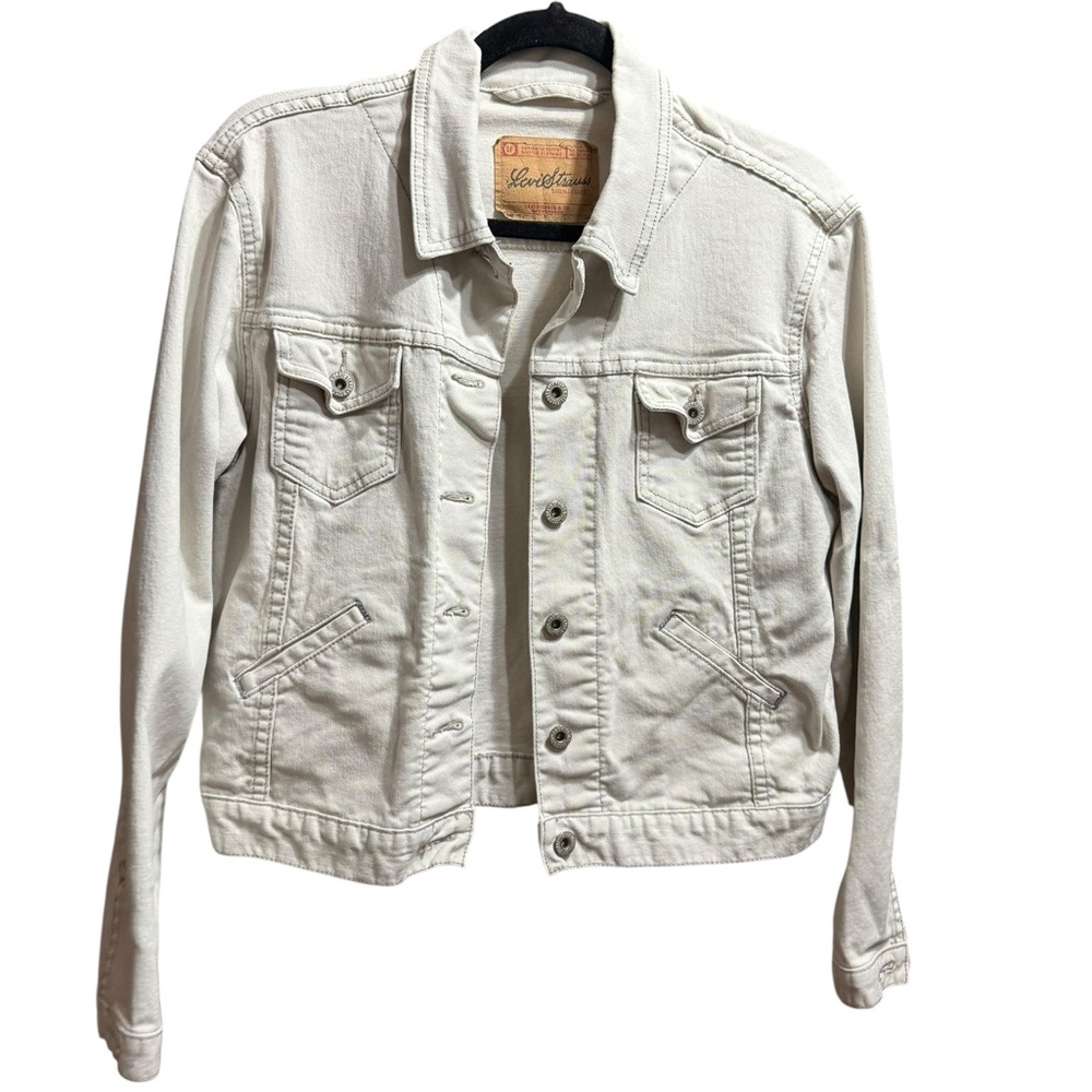 Vintage Levi’s Off-White Denim Jacket Classic Trucker Style‎ Sz S Western Retro